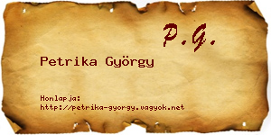 Petrika György névjegykártya