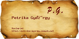 Petrika György névjegykártya
